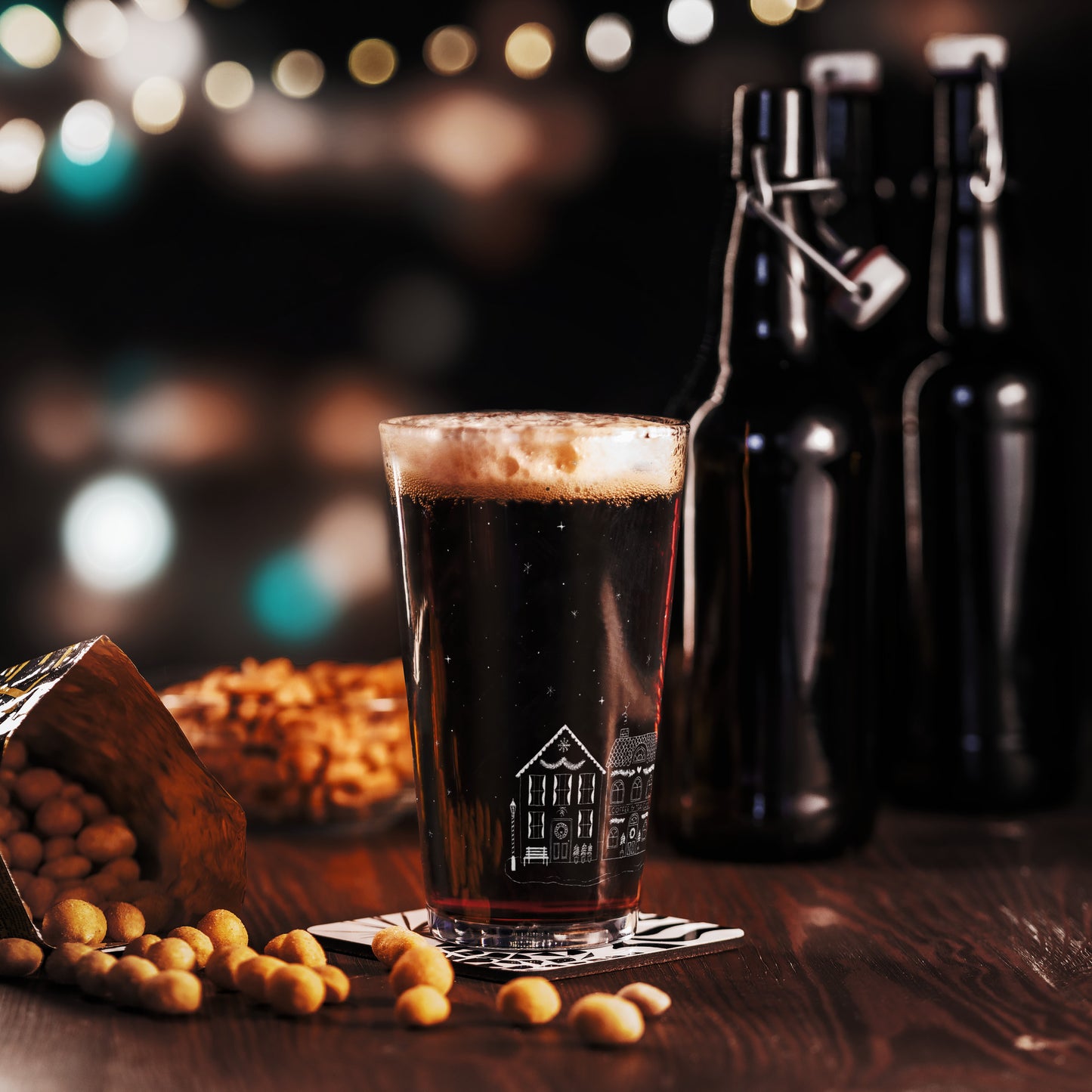 Cozy Winter Town Pint Glass