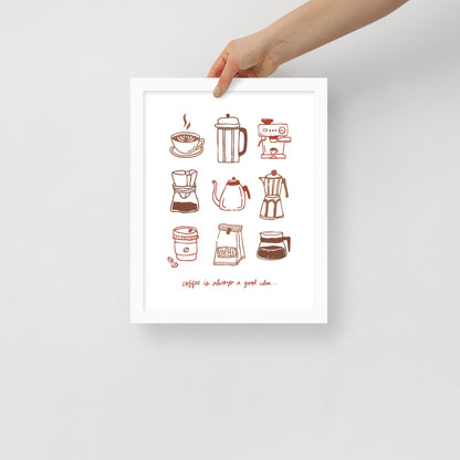 "Coffee Is Always a Good Idea…” Framed Poster