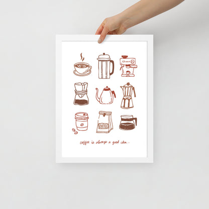 "Coffee Is Always a Good Idea…” Framed Poster