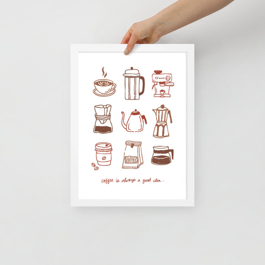 "Coffee Is Always a Good Idea…” Framed Poster