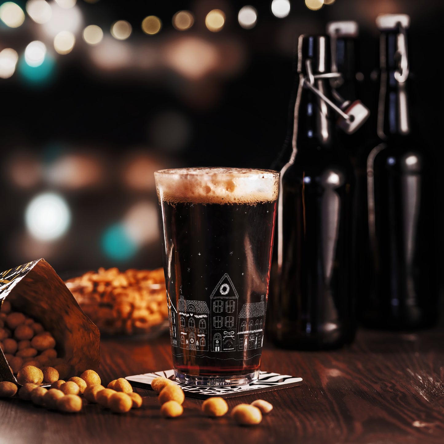 Cozy Winter Town Pint Glass