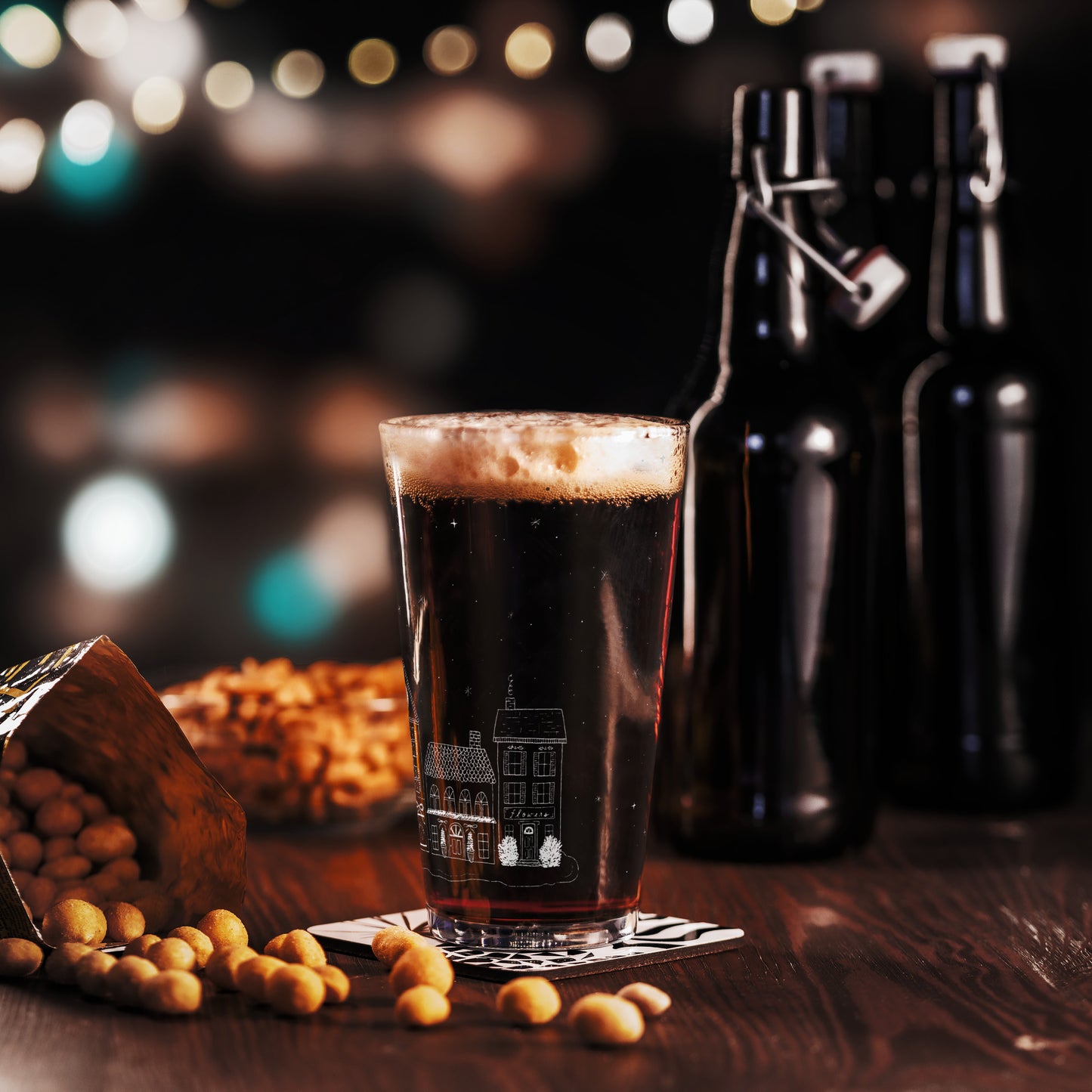 Cozy Winter Town Pint Glass